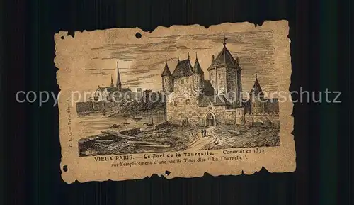 Vieux Paris Le Fort de la Tournelle construit en 1372 Dessin Kuenstlerkarte