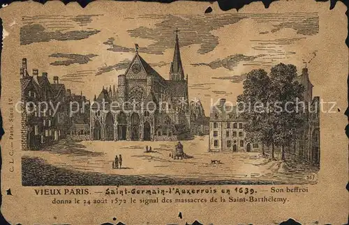 Vieux Paris Saint Germain l Auxerrois en 1639 Dessin Kuenstlerkarte