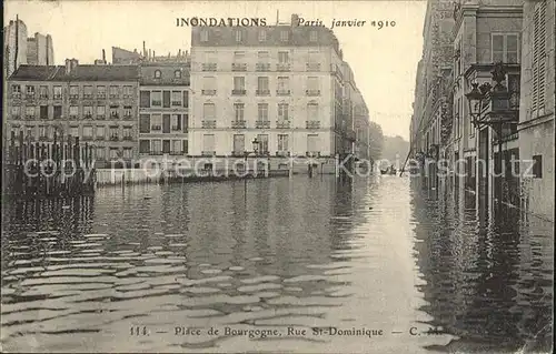 Paris Inondations Place de Bourgogne La crue de la Seine Hochwasser Katastrophe Kat. Paris