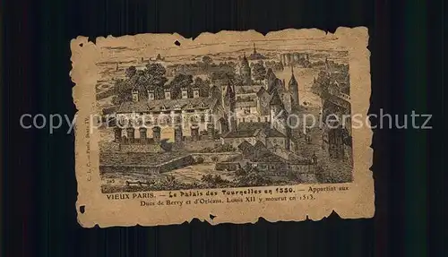 Vieux Paris Palais des Tournelles en 1550 Dessin Kuenstlerkarte