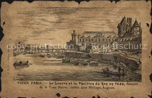 Vieux Paris Le Louvre Pavillon du Roy en 1650 Dessin Kuenstlerkarte