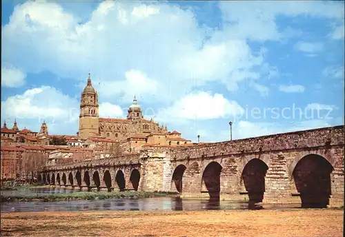 Salamanca Castilla y Leon Catedral y Puenta Romano Kat. Salamanca