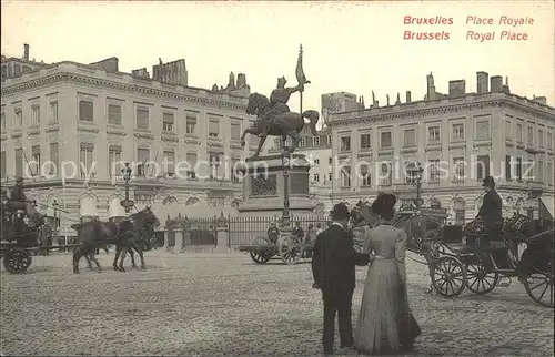 Bruxelles Bruessel Place Royale Monument Pferdedroschken Kat. 