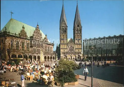 Bremen Marktplatz Rathaus Dom und Parlamentsgebaeude Kat. Bremen