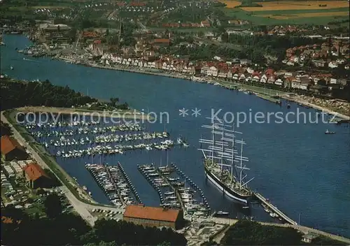 Travemuende Ostseebad Hafenpartie Viermaster Fliegeraufnahme Kat. Luebeck