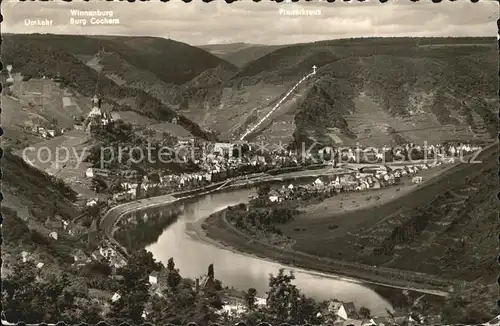 Cochem Mosel Fliegeraufnahme Moselpartie Kat. Cochem