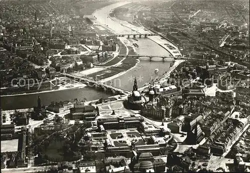 Dresden Fliegeraufnahme Brueckenpartie Kat. Dresden Elbe