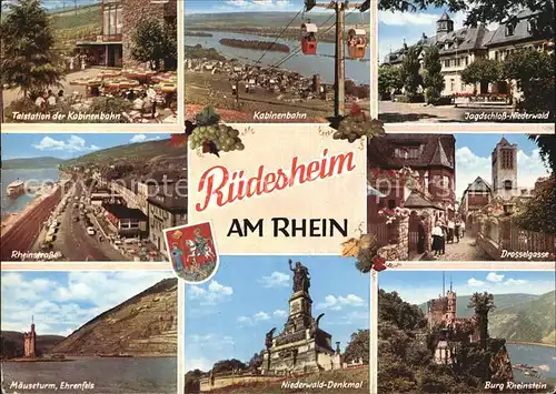 Ruedesheim Rhein Drosselgasse Rheinstrasse Burg Rheinstein Kabinenbahn Kat. Ruedesheim am Rhein