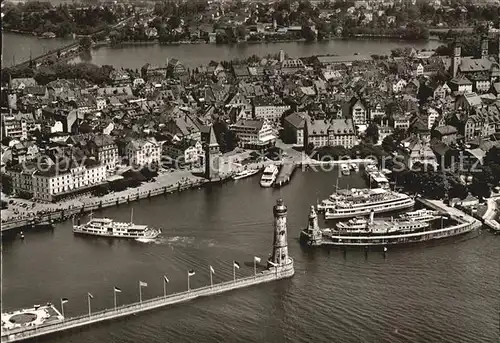 Lindau Bodensee Fliegeraufnahme Hafeneinfahrt Kat. Lindau (Bodensee)