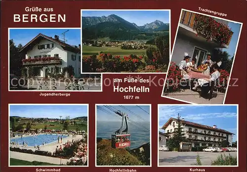 Bergen Chiemgau mit Hochfelln Trachtengruppe Kurhaus Seilbahn Freibad Kat. Bergen