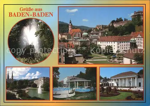 Baden Baden Fontaene Park Schloss Kurhaus Schwimmbad Kat. Baden Baden