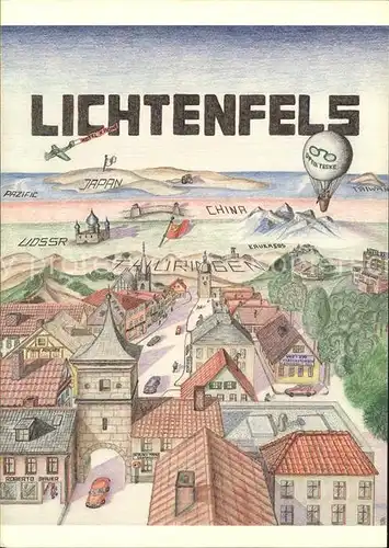 Lichtenfels Bayern Stadtblick Zeichnung Kat. Lichtenfels