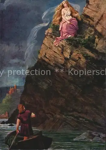 Loreley Lorelei Kuenstlerkarte H. Hoffmann Gedicht  Kat. Sankt Goarshausen