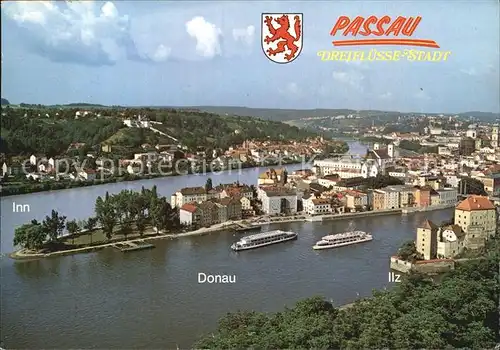 Passau Dreifluessestadt Donau Inn und Ilz Kat. Passau