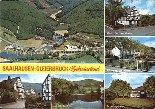 Gleierbrueck Saalhausen Fliegeraufnahme Lennepartie Kurpark Schuetzenhalle Kat. Lennestadt