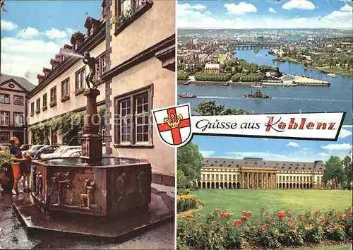 Koblenz Rhein Fliegeraufnahme Brunnen Deutsches Eck Kat. Koblenz