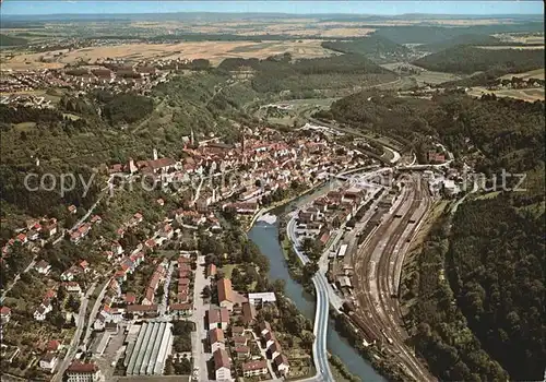 Horb Neckar Fliegeraufnahme mit Neckar Kat. Horb am Neckar