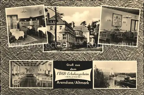 Arendsee Altmark FDGB Erholungsheim Waldheim Gast und Aufenthaltsrum Strand Kat. Arendsee