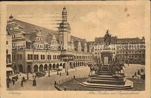 Leipzig altes Rathaus Siegesdenkmal Kat. Leipzig