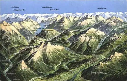 Berchtesgaden mit Bad Reichenhall Panoramakarte Kat. Berchtesgaden