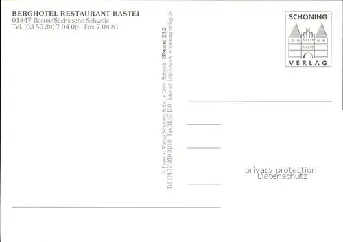 Bastei Saechsische Schweiz Berghotel Restaurant Bastei Kat. Rathen Sachsen