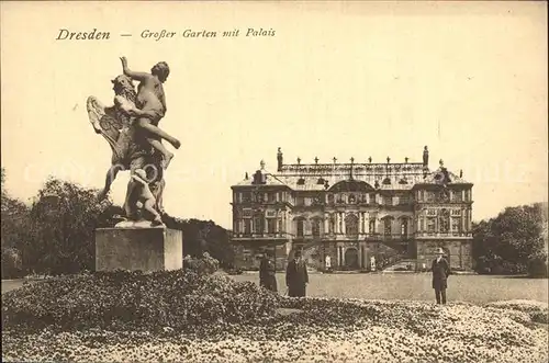 Dresden Grosser Garten mit Palais Statue Kat. Dresden Elbe