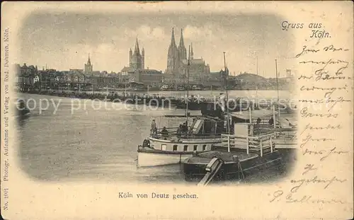 Koeln Rhein Hafen Blick von Deutz Dom Kat. Koeln