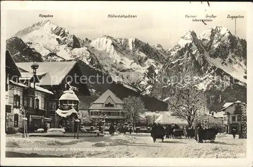 Garmisch Partenkirchen Wettersteingruppe Winter Marktplatz Zugspitze Waxenstein Kat. Garmisch Partenkirchen