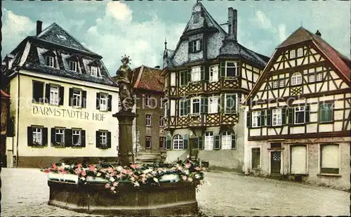 Heppenheim Bergstrasse Marktplatz Apotheke Brunnen Darmstaedter Hof Kat. Heppenheim (Bergstrasse)