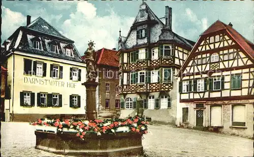 Heppenheim Bergstrasse Marktplatz Darmstaedter Hof Apotheke Brunnen Kat. Heppenheim (Bergstrasse)