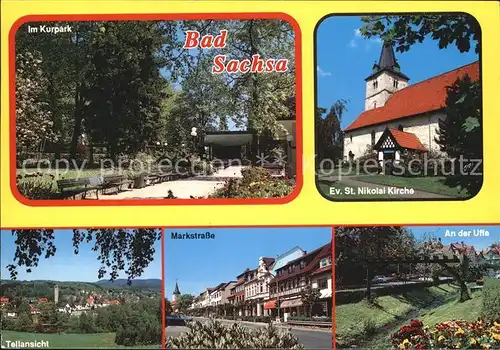 Bad Sachsa Harz Evangelische Sankt Nikolai Kirche Marktstrasse Teilansicht Kurpark Kat. Bad Sachsa