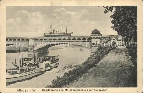 Minden Westfalen ueberfuehrung Mittellandkanal ueber die Weser Kat. Minden