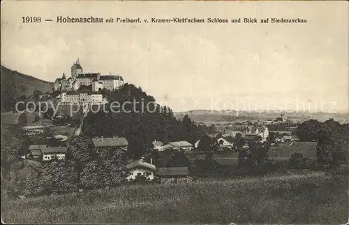 Hohenaschau Chiemgau Kramer Klett Schloss Blick nach Niederaschau Kat. Aschau i.Chiemgau
