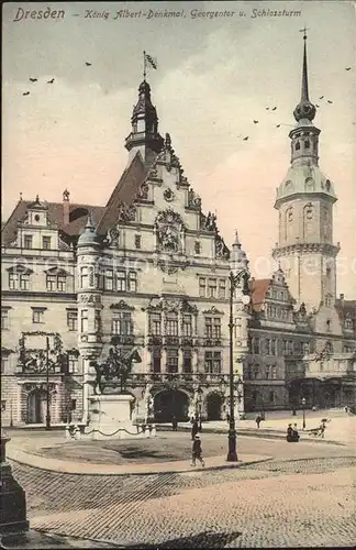 Dresden Koenig Albert Denkmal Georgentor und Schlossturm Kat. Dresden Elbe