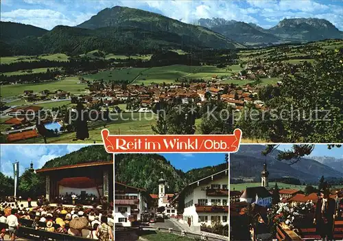 Reit Winkl Fliegeraufnahme mit Kaisergebirge und Unterberg Kat. Reit im Winkl