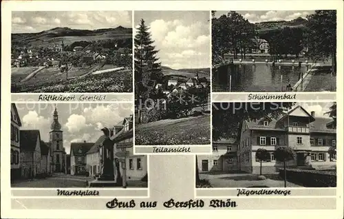 Gersfeld Rhoen Marktplatz Jugendherberge Teilansicht Schwimmbad  Kat. Gersfeld (Rhoen)