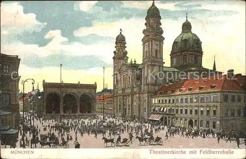 Muenchen Theatinerkirche mit Feldherrnhalle Kat. Muenchen