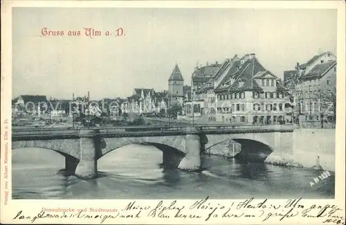 Ulm Donau Donaubruecke Stadtmauer Kat. Ulm