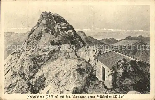 Watzmann mit Hocheckhaus und Mittelspitze Kat. Berchtesgaden