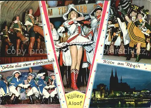 Koeln Rhein Karneval Reitertanz Ehrengarde Tanz Prinzengarde Mariechen Blaue Funken Rheinufer mit Dom Kat. Koeln