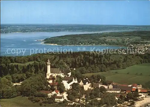 Kloster Andechs Fliegeraufnahme mit Ammersee Kat. Andechs