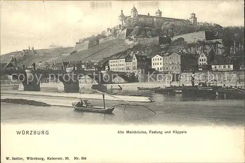 Wuerzburg Alte Mainbruecke Festung Kaeppele Kat. Wuerzburg