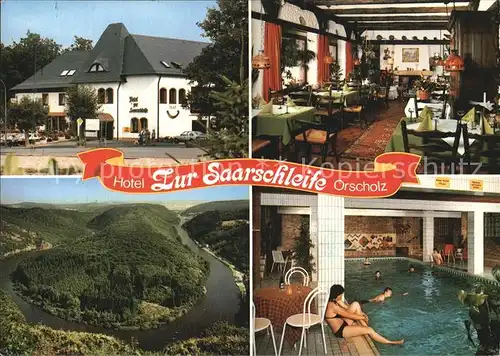 Orscholz Hotel zur Saarschleife Panorama Hallenbad Gastraum Kat. Mettlach