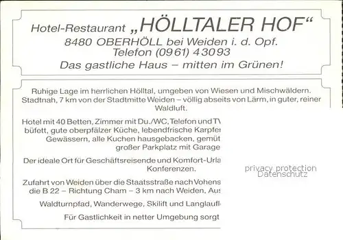 Weiden Oberpfalz Hotel Hoelltaler Hof  Kat. Weiden i.d.OPf.