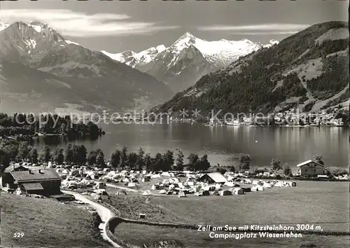 Zell See mit Campingplatz Wiesenlehen und Kitzsteinhorn Kat. Zell am See