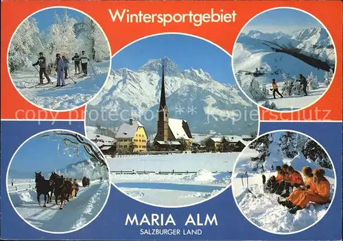 Maria Alm Steinernen Meer Pferdeschlitten Ski Kat. Maria Alm am Steinernen Meer