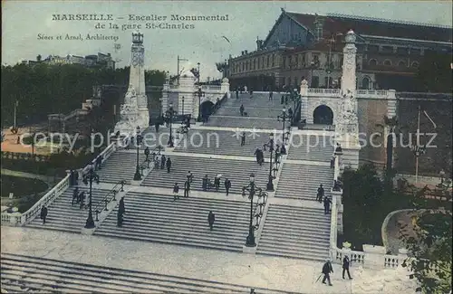 Marseille Escalier Monumental de la gare St Charles Kat. Marseille