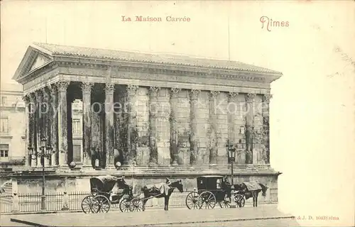 Nimes La Maison Carree Pferdedroschken Kat. Nimes