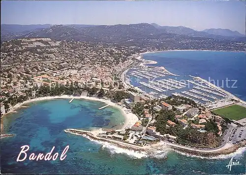 Bandol Vue aerienne du port et de la plage Renecros Kat. Bandol