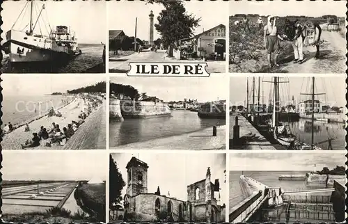 Ile de Re Bac La Flotte Plage Phare Port Eglise Ars en Re Kat. Saint Martin de Re